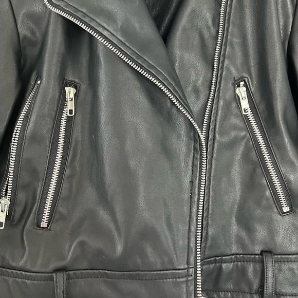 Black Faux Leather Moto Jacket – Rock Chic Coat - Picture 6 of 7